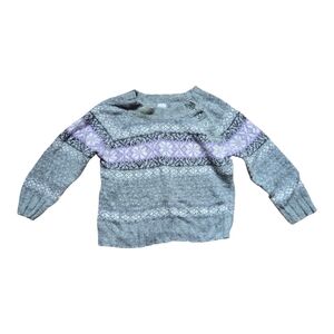 Cozy Gray and Purple Knit Sweater